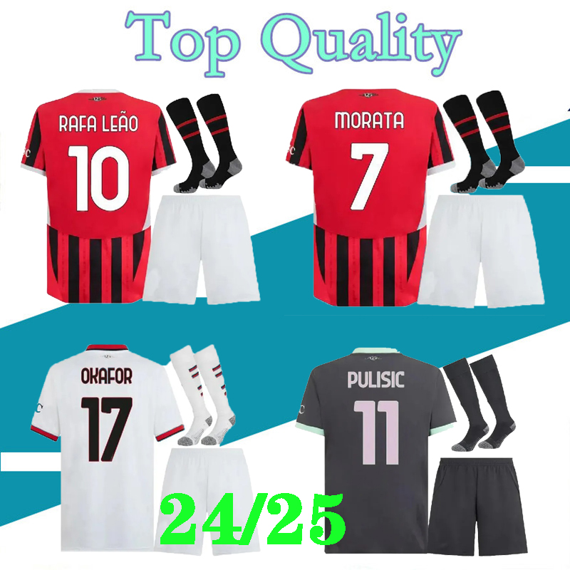 24 25 PULISIC TONALI Adult soccer jerseys 2024 2025 REBIC THEO REIJNDERS RAFA LEAO A C football shirts Milans MORATA men kids kit Uniforms