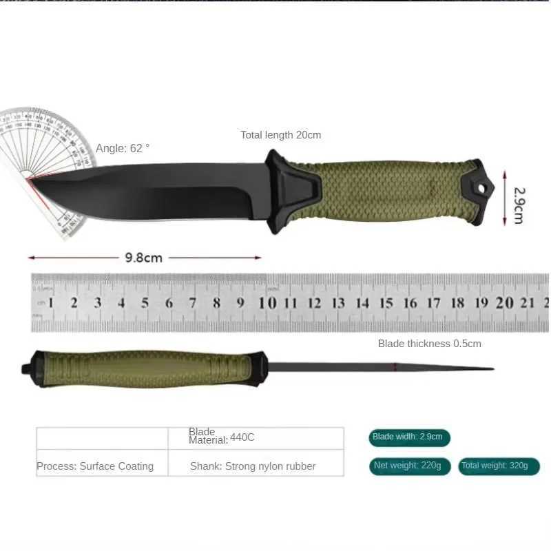 Tactical knife New outdoor jungle tactical straight knife edc portable self-defense survival knife with K sheath outdoor hunting knife M240914