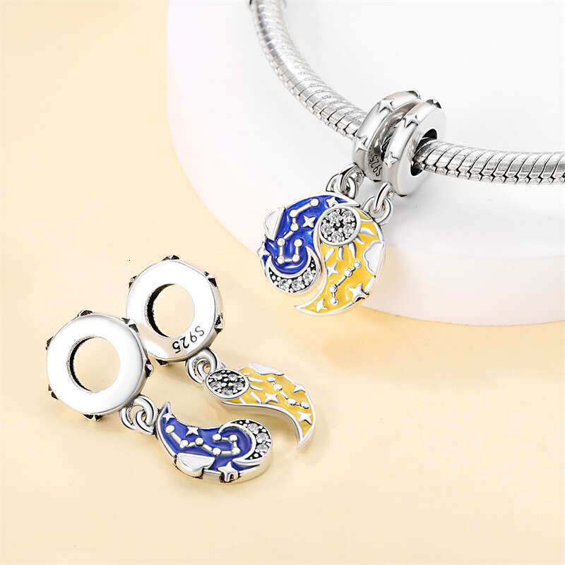 925 Sterling Silver Moon Vitreous Star Fairy Tale Charms Beads Fit Original Bracelets DIY Jewelry Romantic Gift