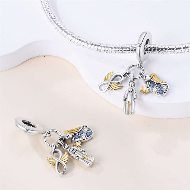 925 Sterling Silver Cross Crown Kind Mother Charms Beads Fit Original Bracelets Fine DIY Jewelry Festivals Gift