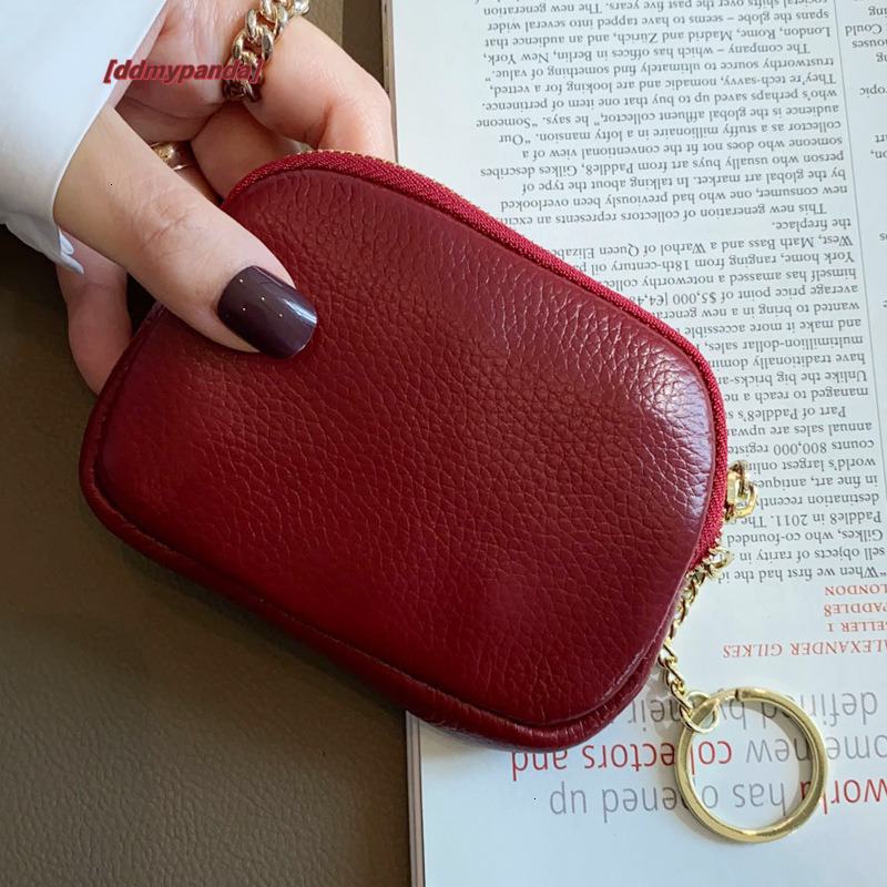 Head layer cowhide universal mini change women's keyring coin bag, genuine leather zipper small wallet #13 ddmypanda