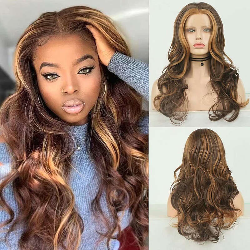 AIMEYA Sier Grey Body Wave Front Wigs For Women Natural Haire Highlighted Synthetic Lace Cosplay Wig