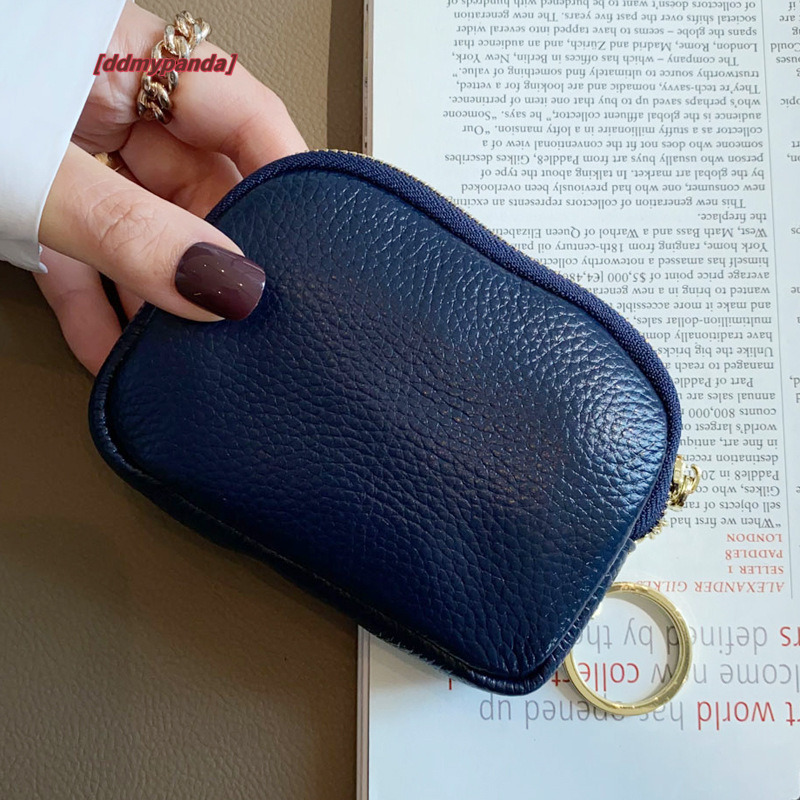 Head layer cowhide universal mini change women's keyring coin bag, genuine leather zipper small wallet #13 ddmypanda