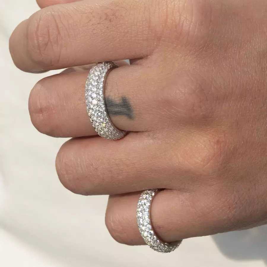 Fashion design Solid sier Iced out Free fire moissanite dia ring for mens hiphop jewelry