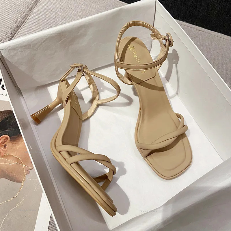 Heeled Sandals High Women's Slim Heels Sexy Open Toed Fairy Style One Line Buckle Strap Sandals Free Of Shipping