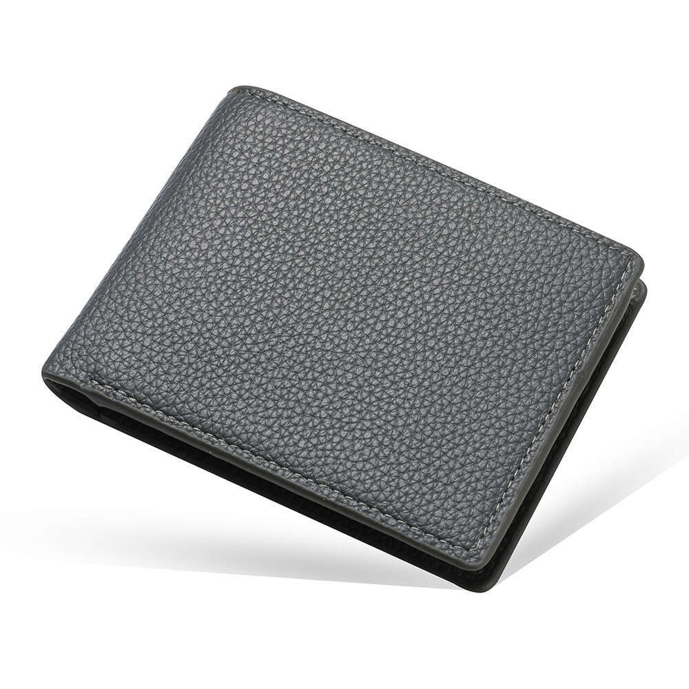 AMZZ Short Zero Litchi Pattern Horizontal Leather Wallet US Dollar Men's Bag Ad