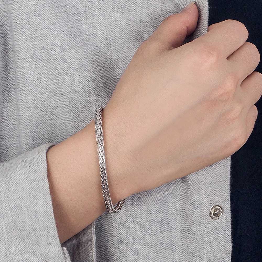 925 sterling silver bracelet Chopin chain 7-9 inch curly chain bracelet mens chain wristband classic mens jewelry W240914
