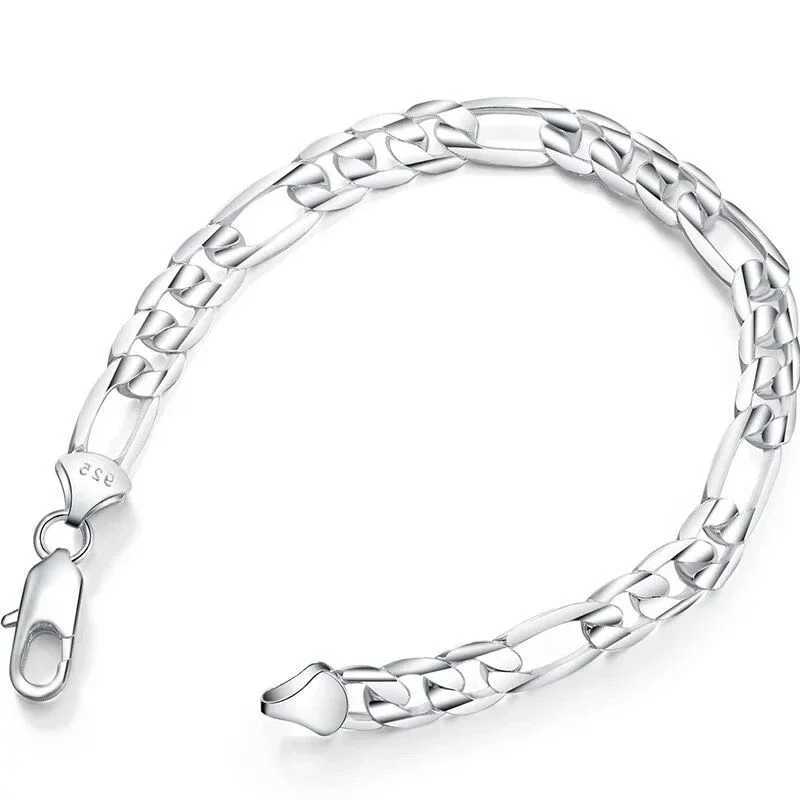 Inch Gold 8 Figaro Chain Bracelet for Women: 8MM Wide, Gold/Sier Two-Tone, Wedding & Fashion Jewelry Gift 4 MM /Sier