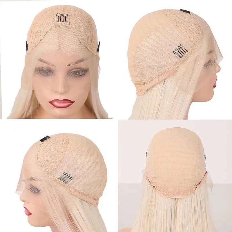 Ombre Pink Lace Front Fashion Synthetic Long Silky Straight Body Wave Rose Red Wig Halloween Cosplay Makeup