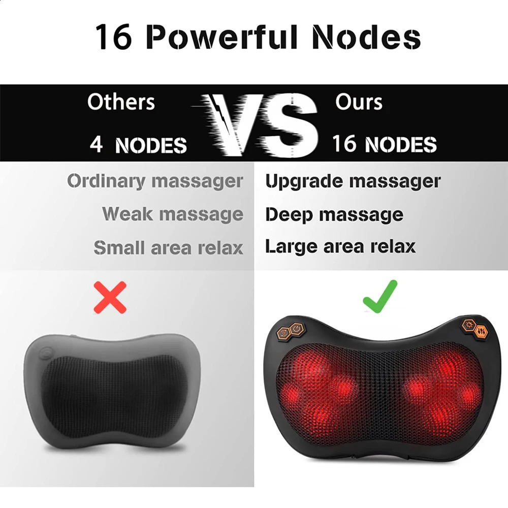 Massage Pillow Neck Massager Heating Car Pillow Finger Pressure Vibration Massager Neck Relaxation Muscle Massage 240914