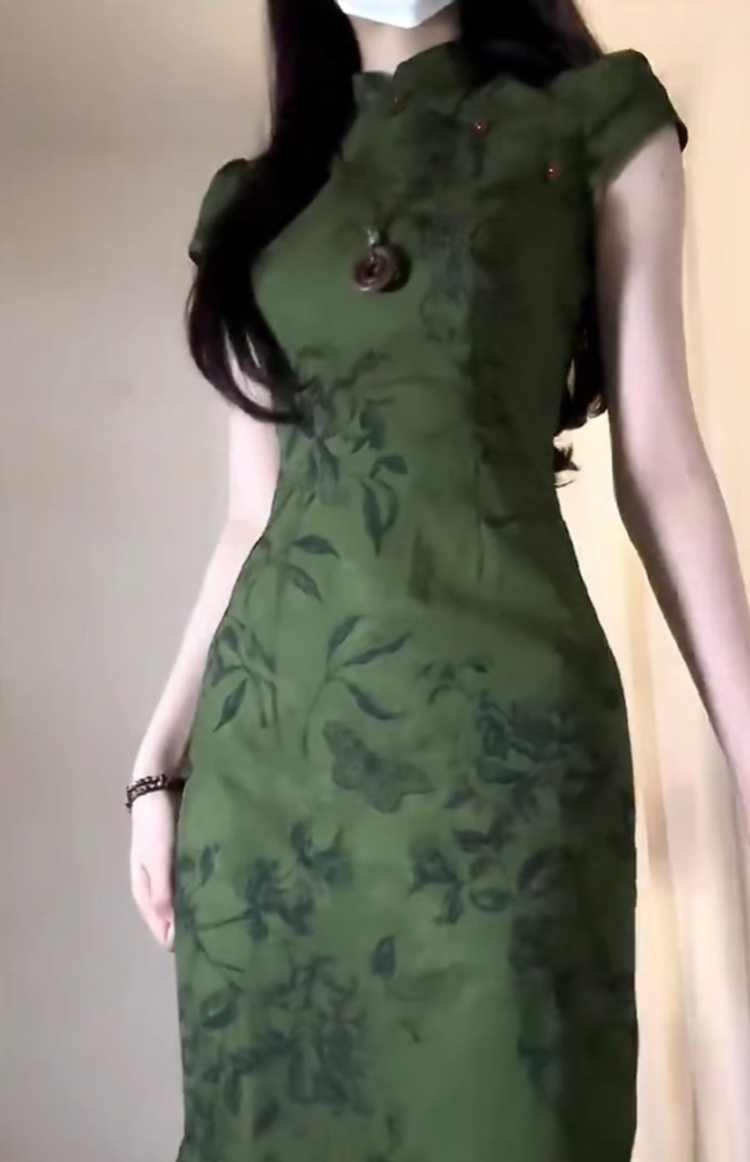 Modern Hanfu-Inspired Ink Painting Qipao Dress for Women - Slim Fit, Vintage Floral, Summer Chinese Style Dress