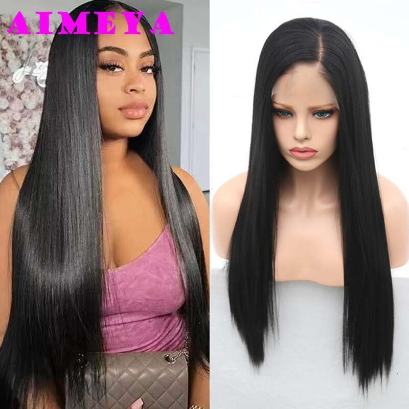 AIMEYA Yellow Long Body Wave 13X6 Deep Part Lace Front Wigs For Women Girls Heat Resistant Synthetic Hair Wig Daily Use