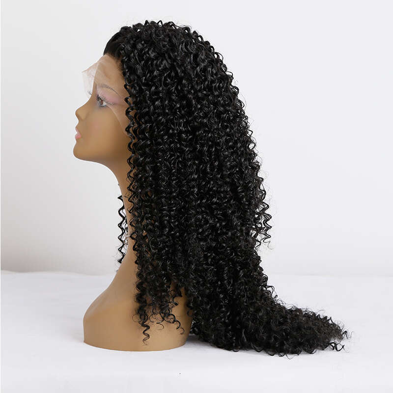 10% Human Mixed Synthetic Lace Front With Baby Hair Glueless Kinky For Woman Heat Resistant 180% Curly Wig
