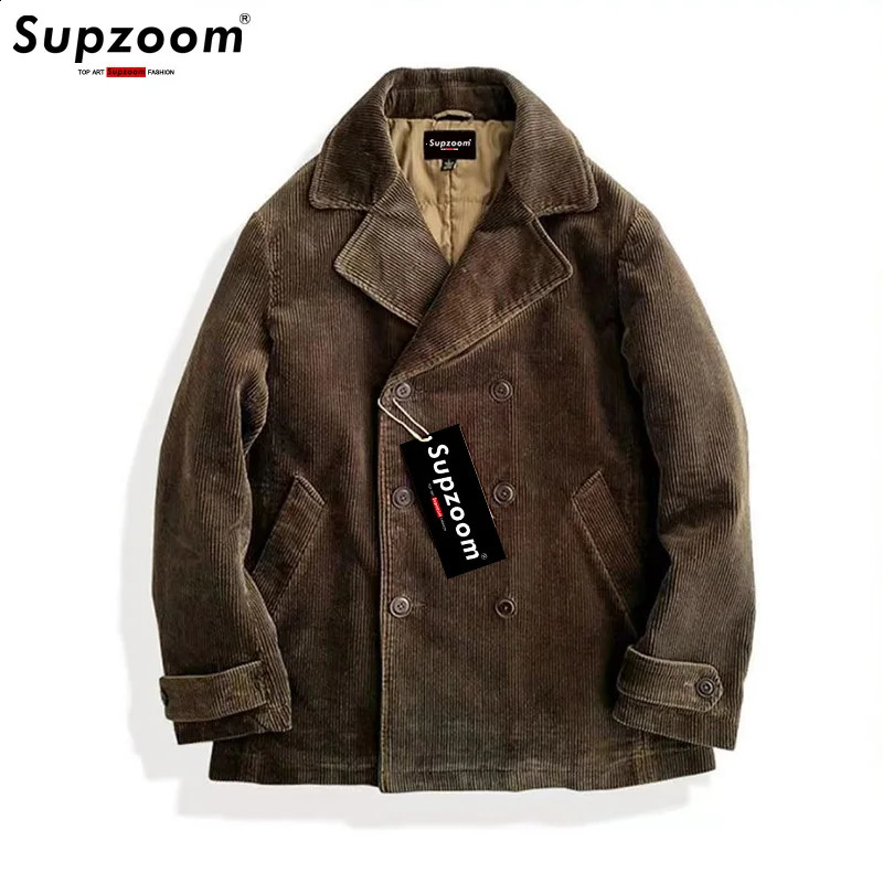 Supzoom Fashion Arrival Casual Thick Corduroy Coat Double Breasted Turndown Collar Autumn And Winter Trend Loose Jacket 240912
