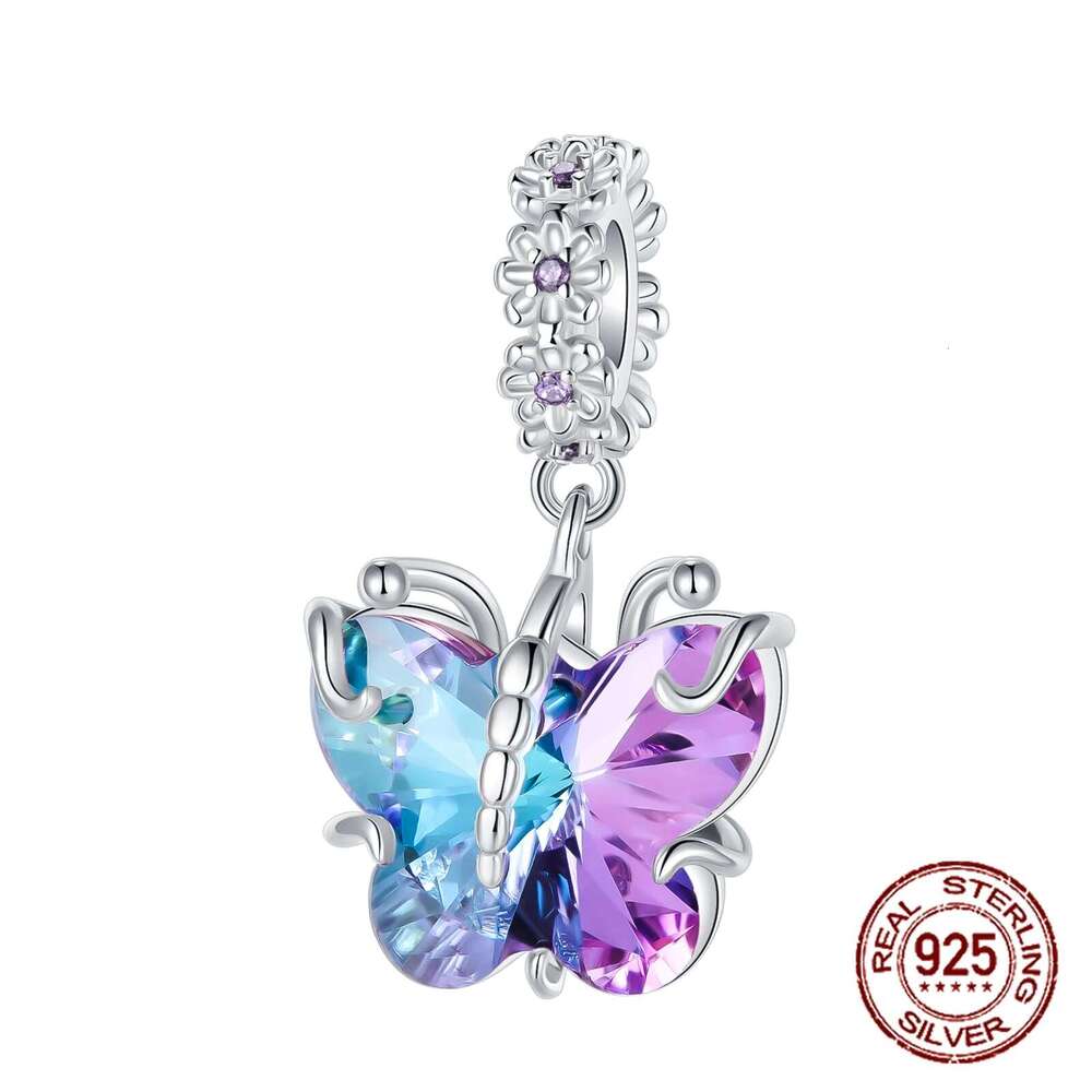 925 2024 Fashion Sterling Silver Spring Colorful Butterfly wers Charms Beads Fit Original Bracelets Fine DIY Jewelry