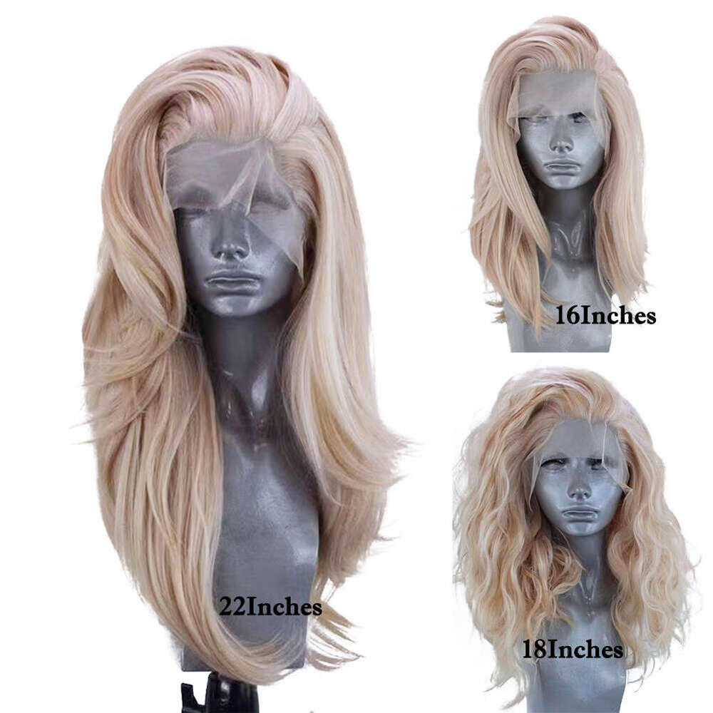 AIMEYA Mix Blonde Long Natural Wave Synthetic Hair Heat Resistant Lace Front Wig Loose Curly Daily Use Cosplay Wigs