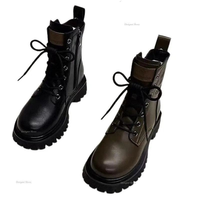 Retro Autumn/Winter New British Style Thick Bottom Zipper Lace Up Black Classic Anti Slip And Wear Resistant Short Boots Free Shipping