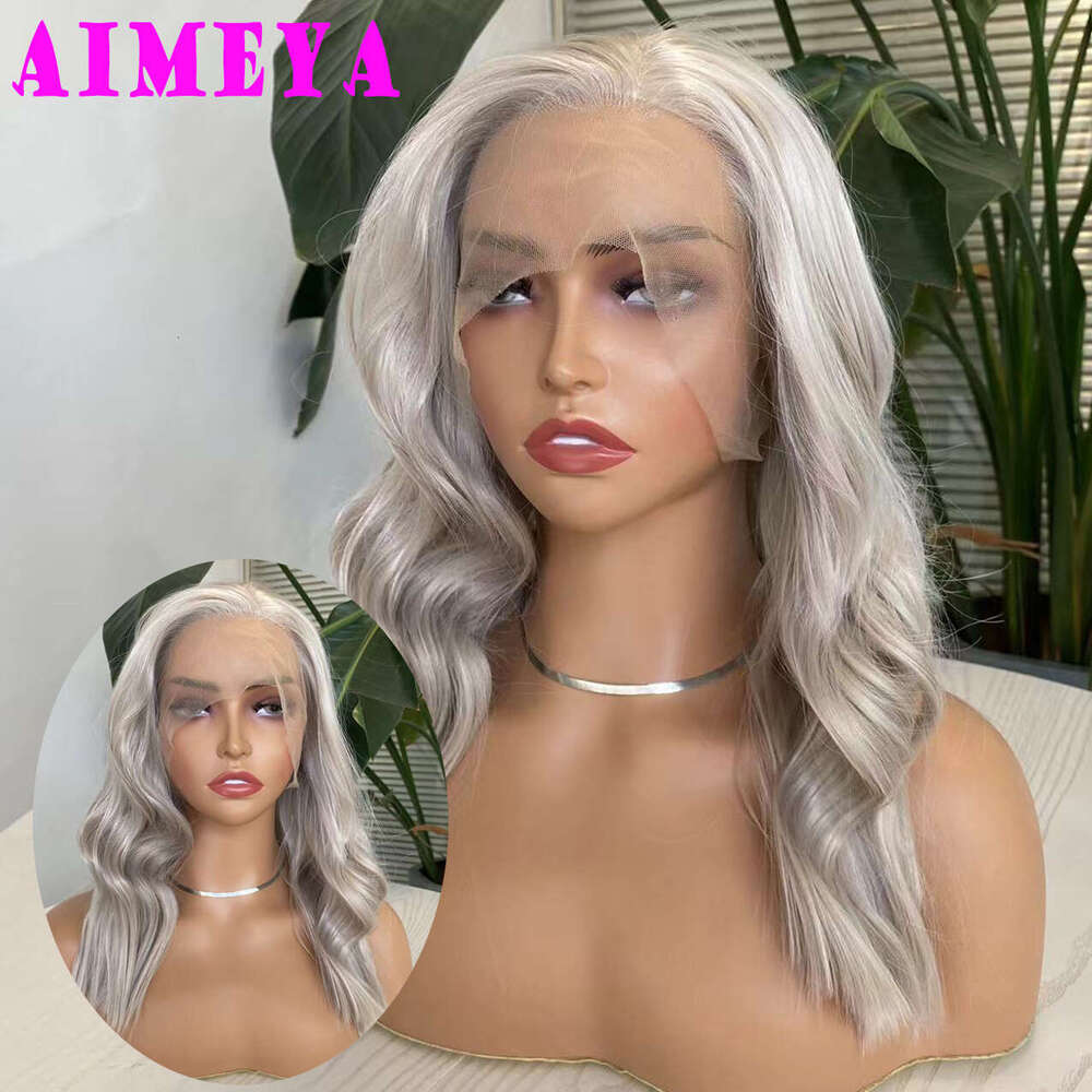 AIMEYA Fashion Ash Blonde Wave Synthetic Lace Front Short Bob Hair Wigs Heat Resistant Fiber Daily Use Cosplay Wig
