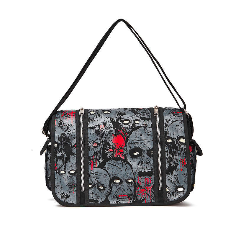 AMZZ Summer New Crossbody American Small Stand Shoulder Large Capacity Skull Head Fluorescent Printed Women's Canvas Bag