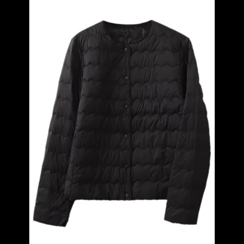 Ultra light down jacket round neck suitable for women short thin ultra-thin fashionable trendy autumn winter 240913