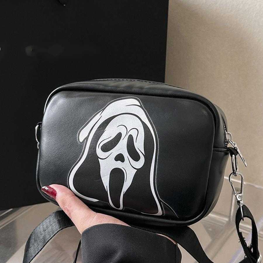 CMM Halloween Funny Skeleton Single Shoulder Bag Womens Trendy and Personalized Small Square Bag Collection Casual Womens Bag