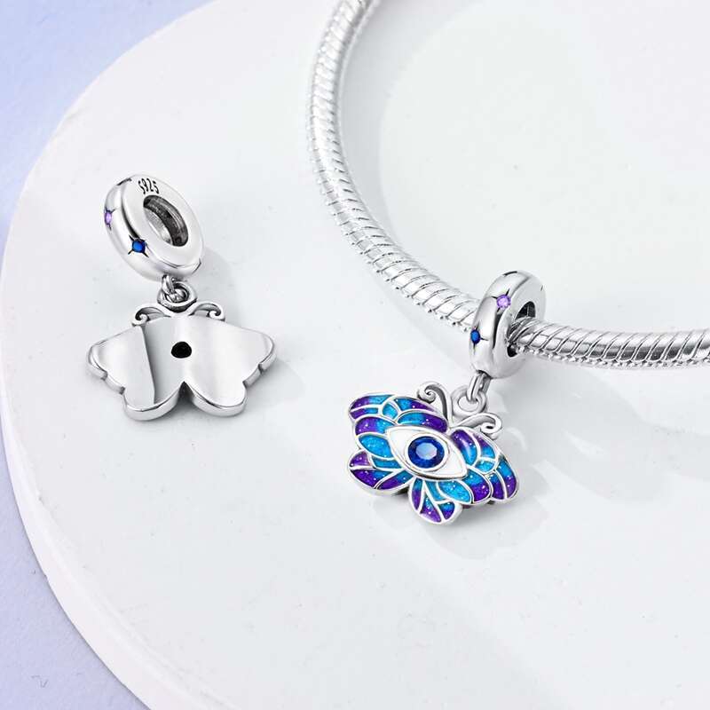 925 Sterling Silver Dragon Angel Gem Butterfly Blue Zircon Charms Bead Fit Original Bracelets DIY For women Fine Jewelry