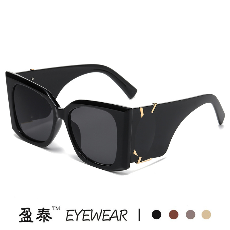 Retro Black Square Women Sunglasses Luxury Large Frame Gradient Glasses New Fashion Cat Eye Oversized Sunglasses