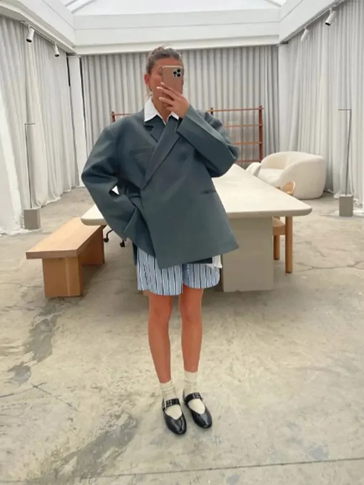 Fashion Lapel Hidden Buckle Womens Suit Jacket Female Commute Long Sleeves Pocket Spliced Coat 2024 Casual Office Outerwear 240910