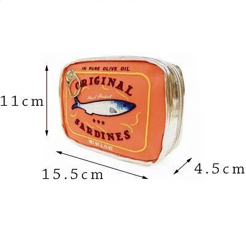 Novelty Retro Canned Sardines Style Cosmetic Bag Animal Makeup Bags Cute Portable Bath Travel Sack Women Handbags 240913