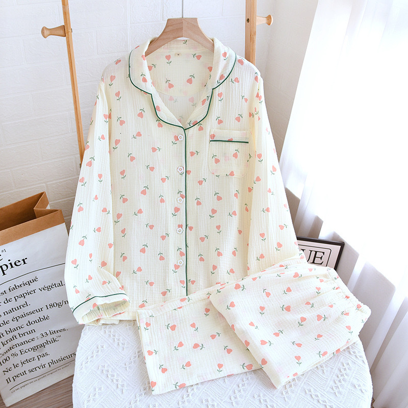 2024 Spring/Autumn 100% Cotton Platycodon Tul Wer Print Household Women's Pamas Summer Loungewear Sleepwear