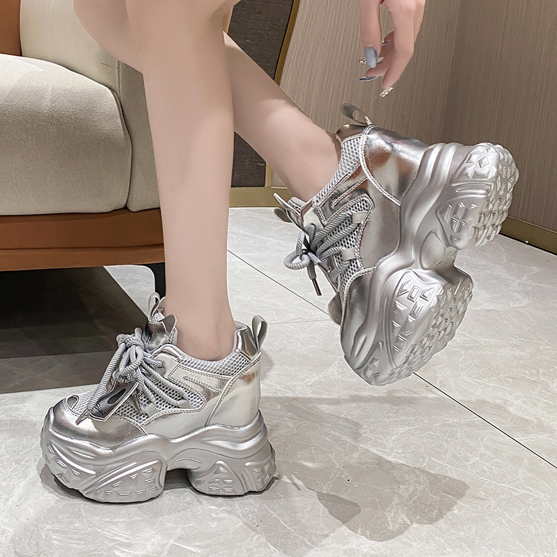 High Platform Shoes Breathable Sports Trainers Casual Thick Bottom Mesh Chunky Sneakers Women atos Mujer 10cm
