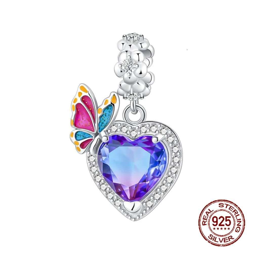 925 2024 Fashion Sterling Silver Spring Colorful Butterfly wers Charms Beads Fit Original Bracelets Fine DIY Jewelry