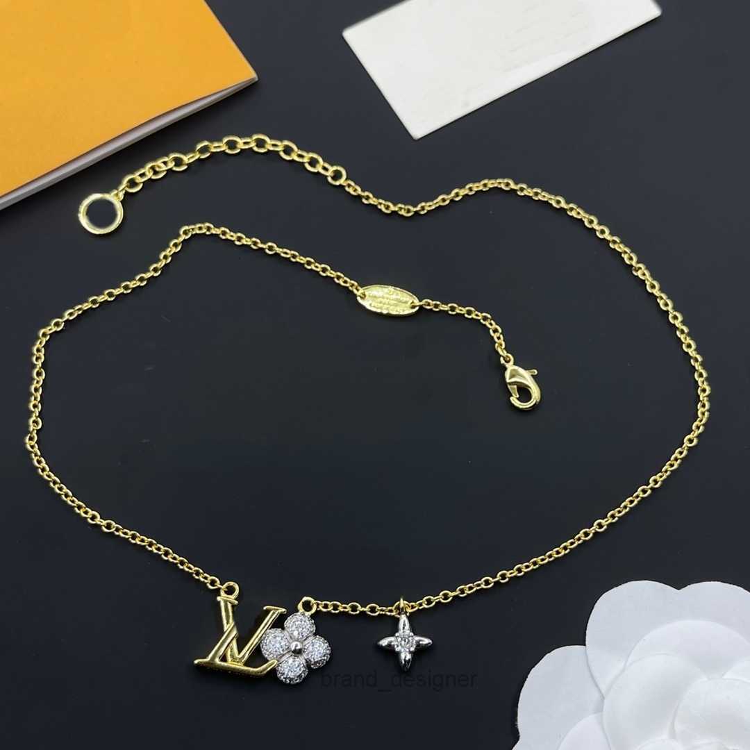 Gold Necklaces Stainless Steel Double Letter Choker Pendant Necklace Beads Chain Jewelry Accessories