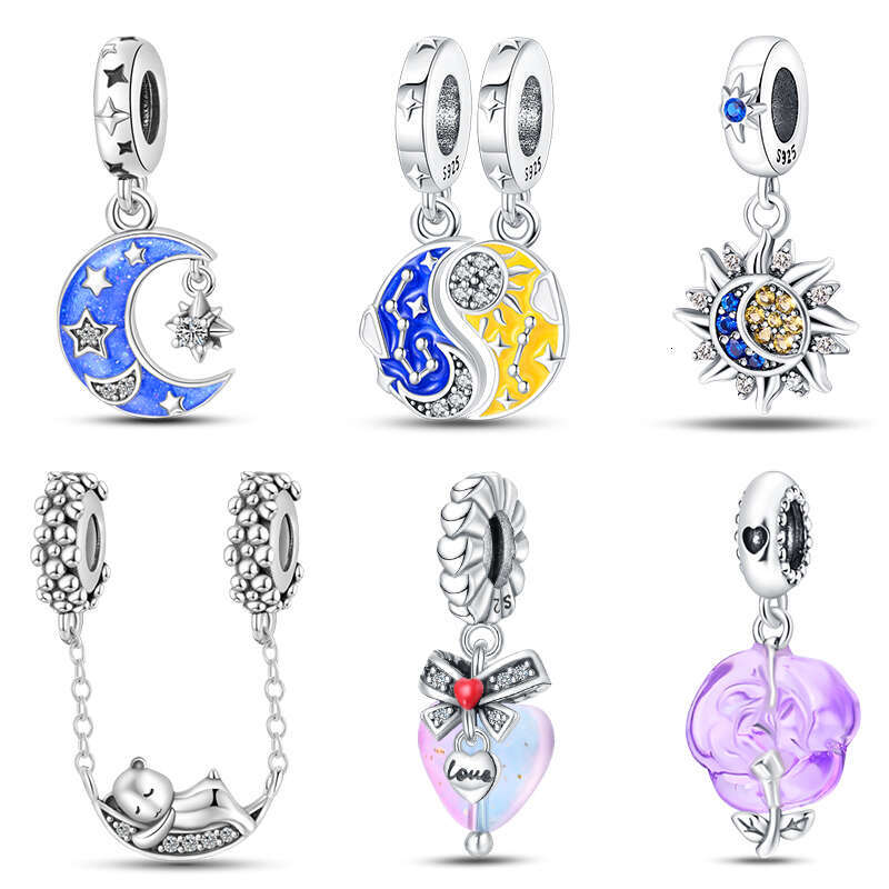 925 Sterling Silver Moon Vitreous Star Fairy Tale Charms Beads Fit Original Bracelets DIY Jewelry Romantic Gift