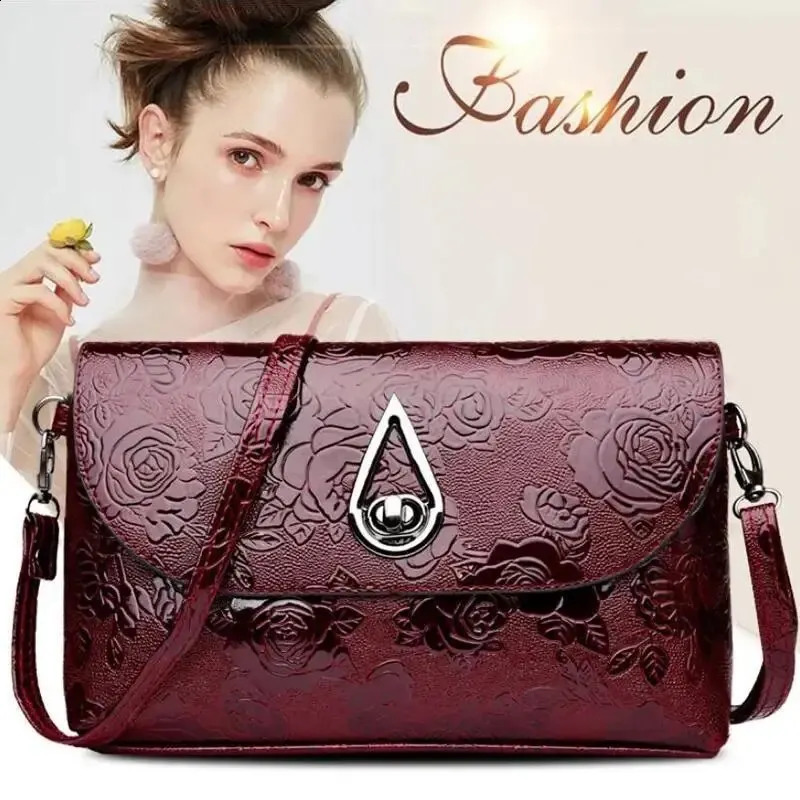 Lady Evening Party Clutch Rose Flower Embossed Sling Bags Elegant Mother Shoulder Purse Flap Crossbody Bag 240914