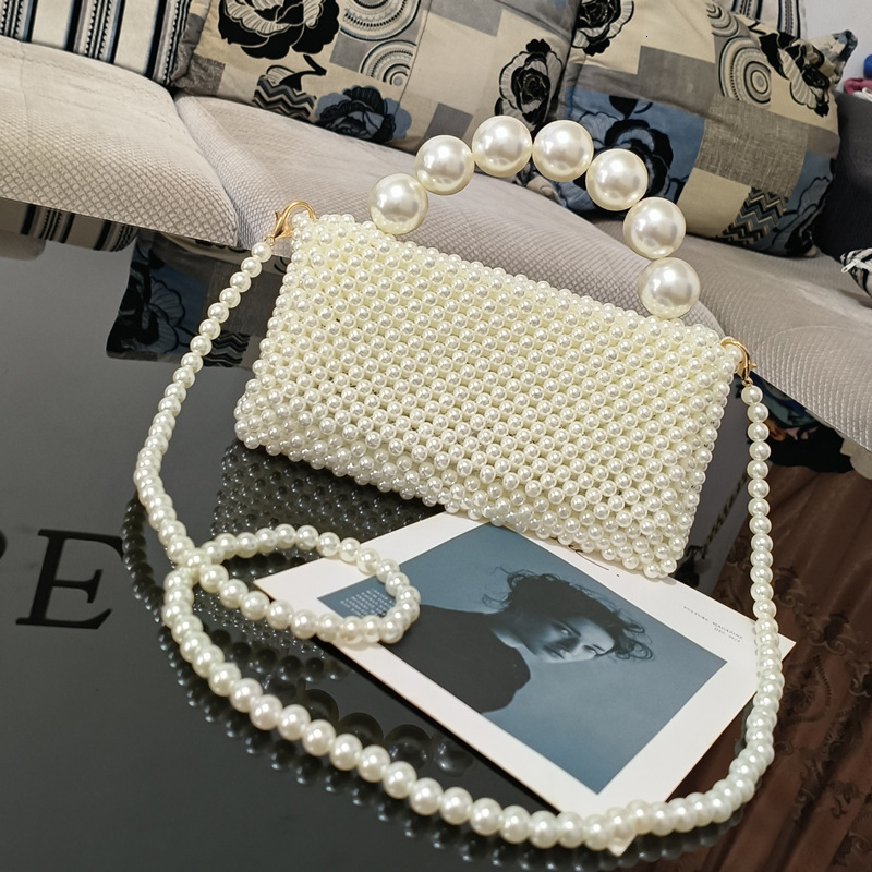 Handmade woven banquet beaded hand-held pearl internet red crossbody bag, female