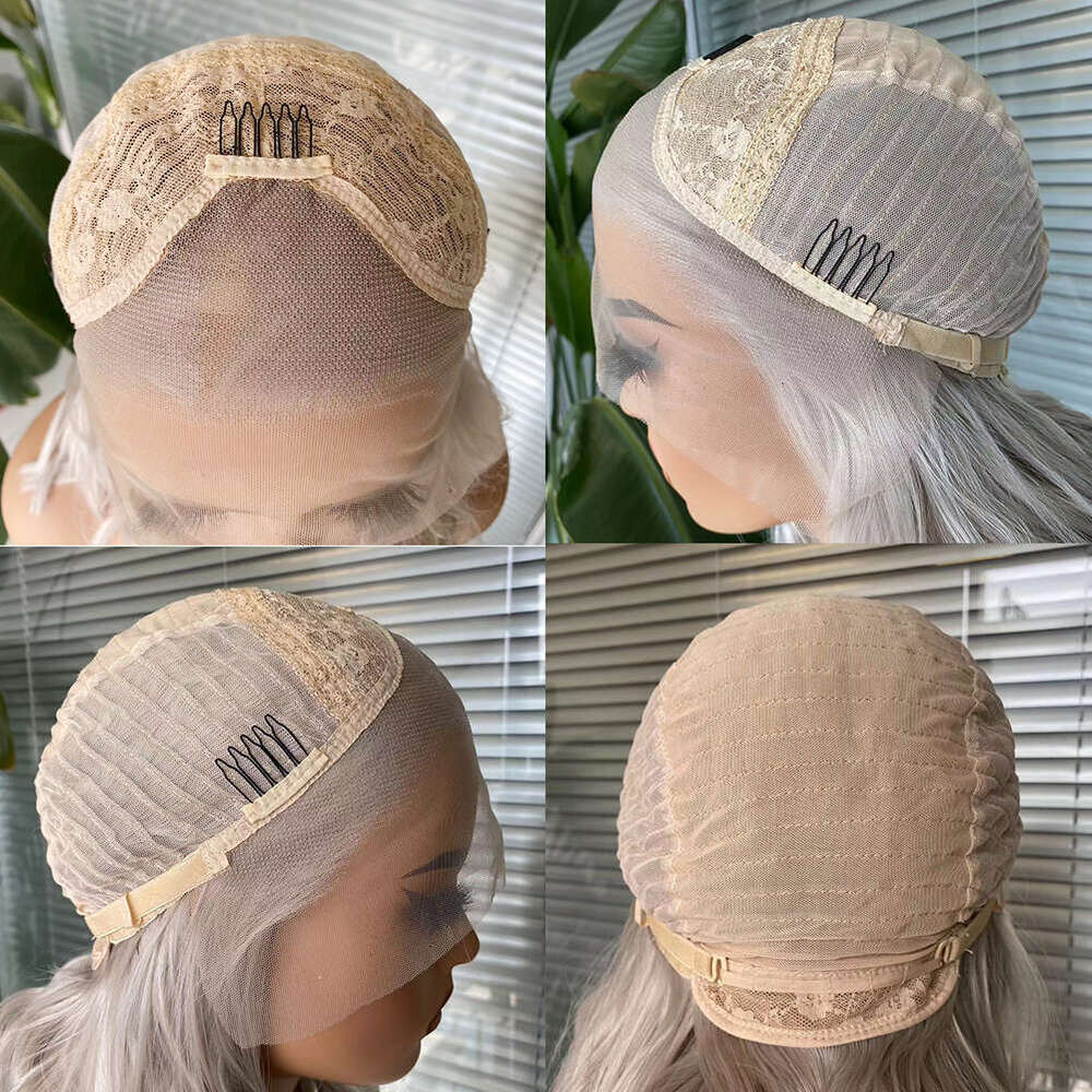 AIMEYA Fashion Ash Blonde Wave Synthetic Lace Front Short Bob Hair Wigs Heat Resistant Fiber Daily Use Cosplay Wig