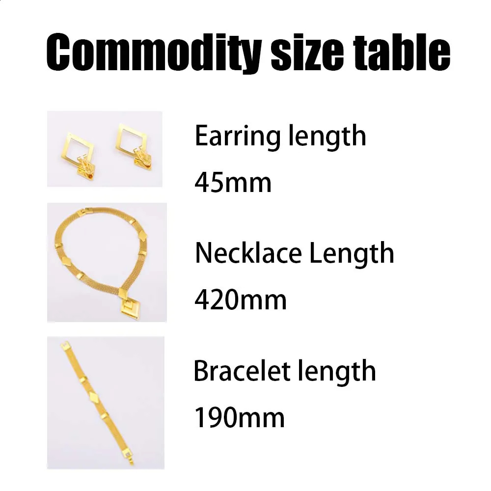 Dubai Geometry Necklace Earring Set Wedding Accessories Party Anniversary Gift Free Delivery Selling Product 240906