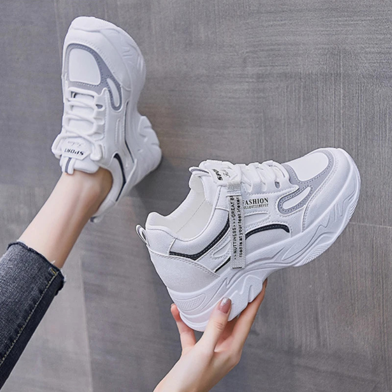 White Sneakers for Women Platform Tennis Female Inner Height Running Sports Woman Casual Designer Vulcanized Shoes