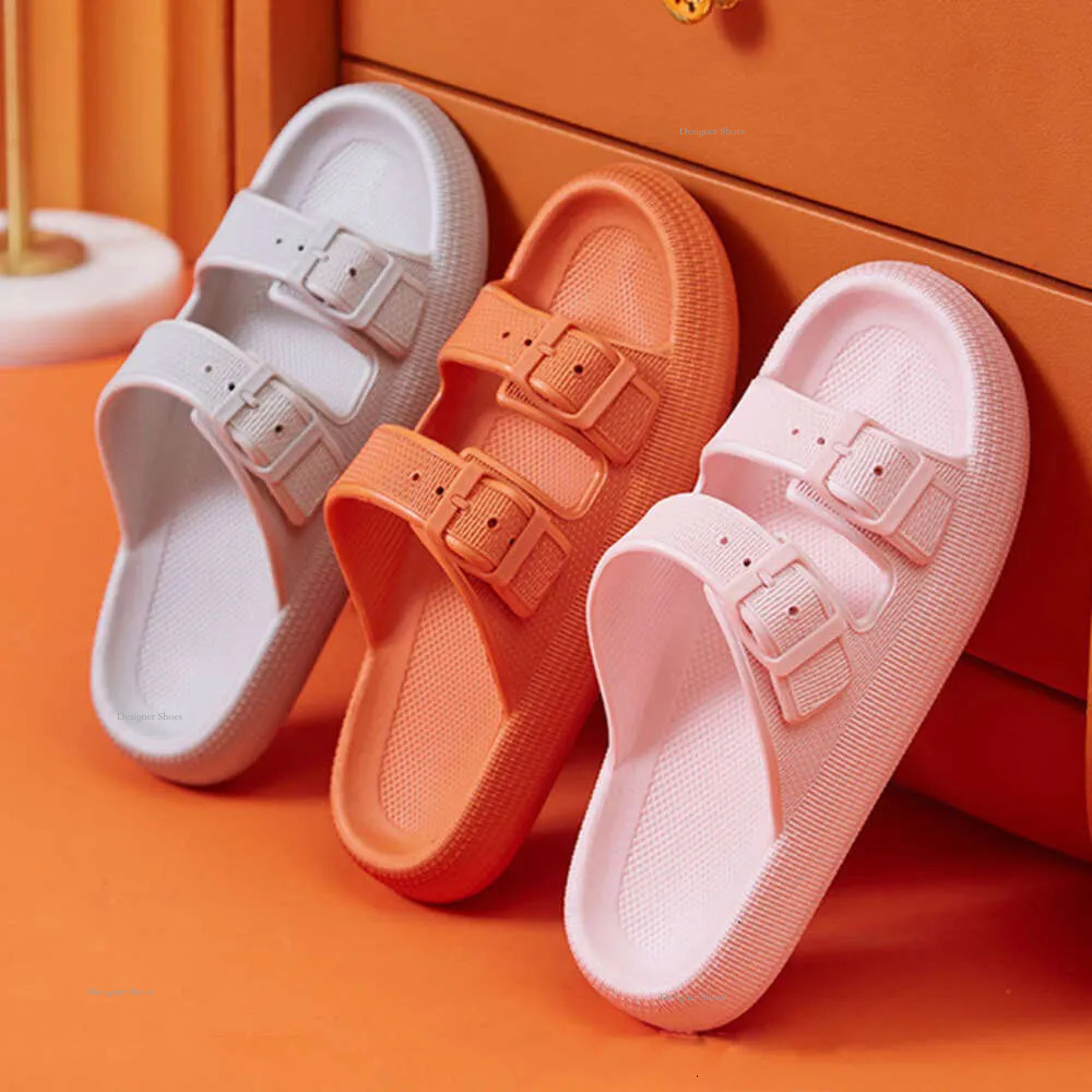 Buckle Thick Fashion Platform Slippers Women Home Soft Sole Eva Cloud Slides Sandals Woman 2024 Summer Non Slip Beach Flip Flops