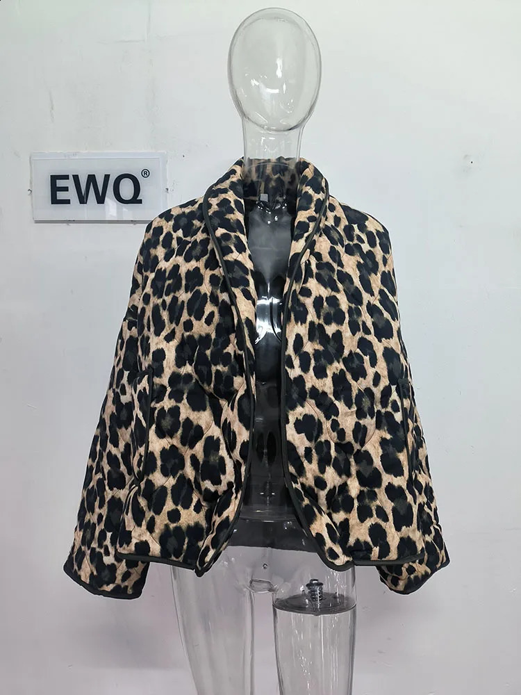 EWQ European Style Fashion All Match Cardigan Leopard Print Jacket Loose Casual Top Coat Women 2024 Spring Autumn 16U7408 240910