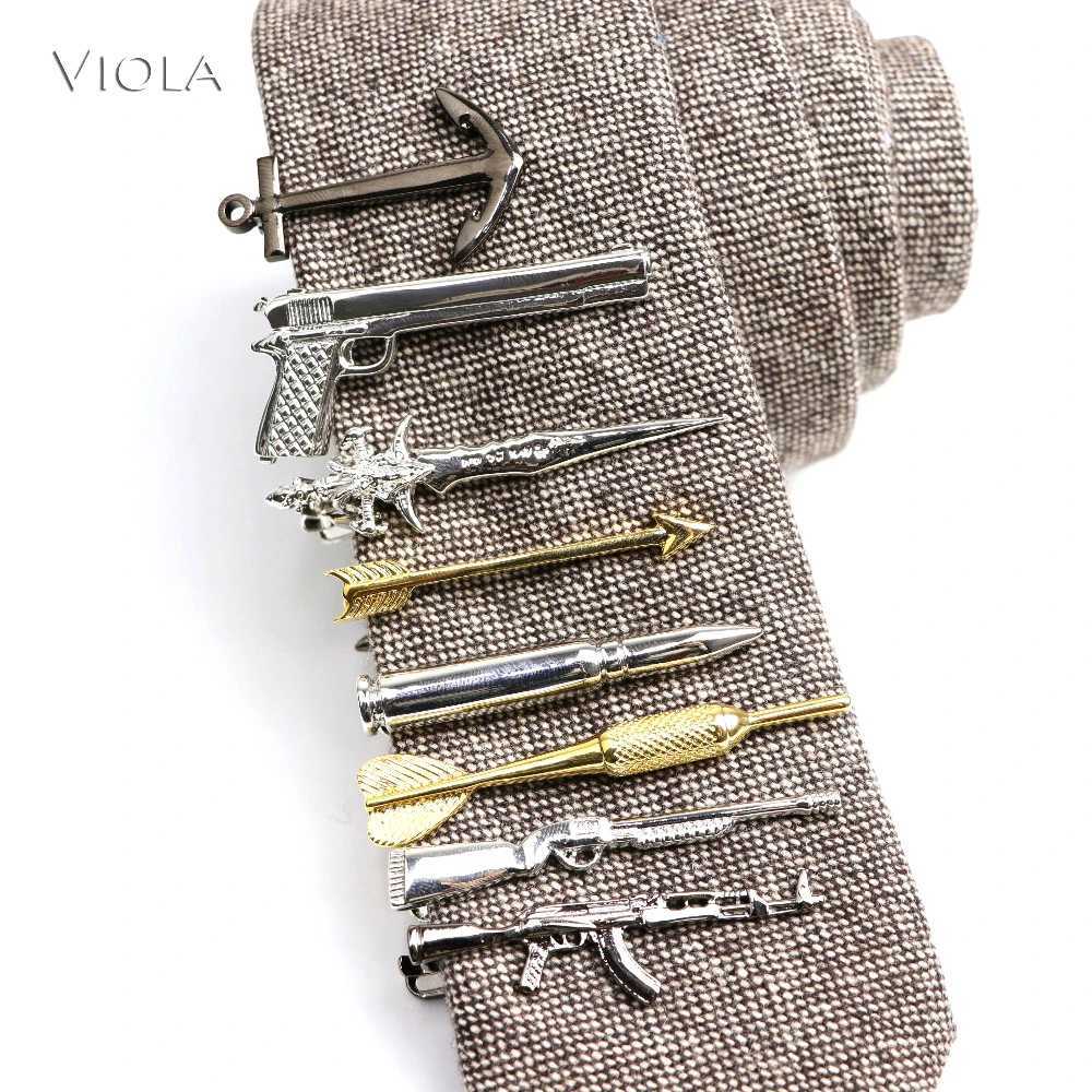 Mens toolbox luxury cool weapon clip copper stainless steel metal clip sword gun anchor tie mens neck buckle gift accessories W240914