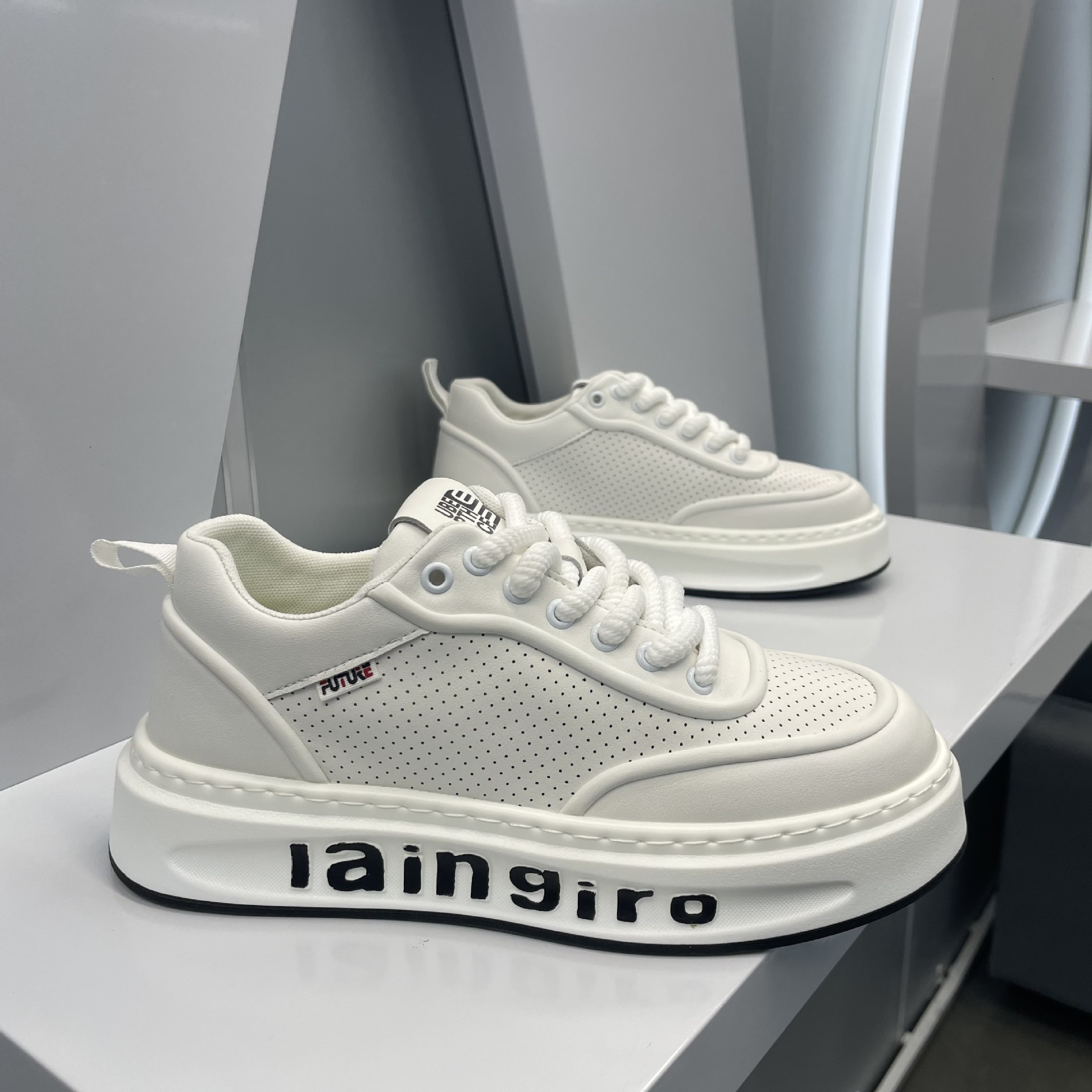 Ddmybear Autumn Breathable Men's 2024 Height Increasing White Hollowed Out Dad New Trendy Shoes Chinese Brand Shoes F915-159