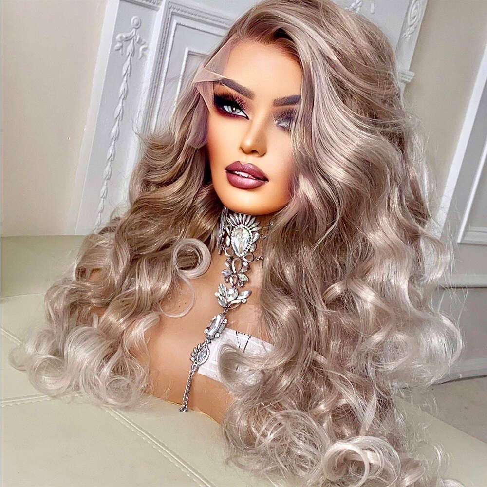 Mix Of Blonde Highlights And Lowlights Front Wig 26 Inches Heat Protected Synthetic Fiber Transparent Lace Wigs Glueless