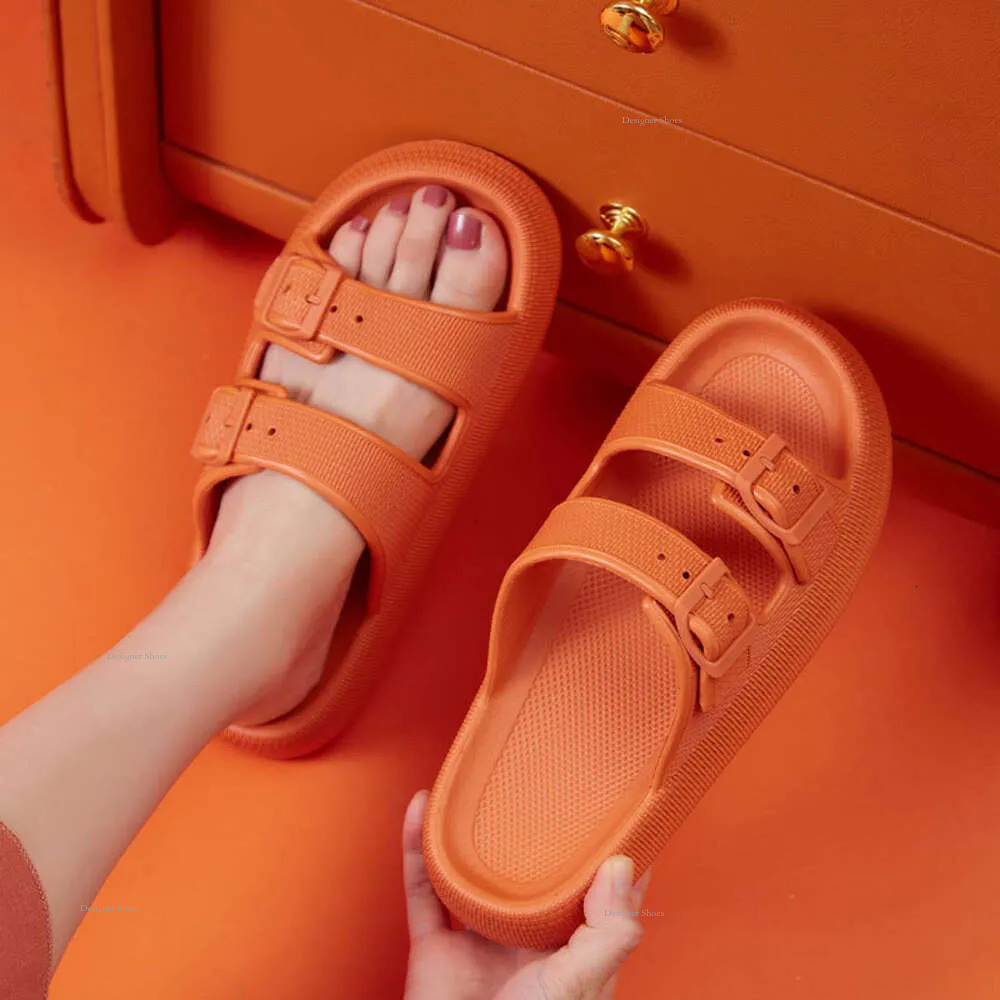 Buckle Thick Fashion Platform Slippers Women Home Soft Sole Eva Cloud Slides Sandals Woman 2024 Summer Non Slip Beach Flip Flops