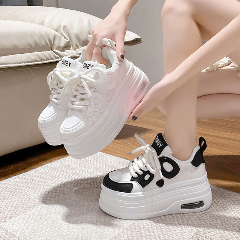 Chunky Sneakers For Women High Top 8cm Platform Height Increasing Sports Basketball Non-slip Trainers Walking Shoes
