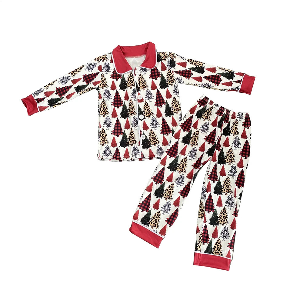 Girls Boutique Christmas Sleepwear Clothing Kids Christmas tree gingerbread Pajamas Outfit Wholesale Boys Pyjamas Sets 240913