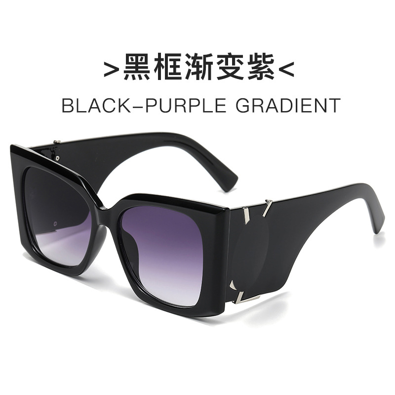 Retro Black Square Women Sunglasses Luxury Large Frame Gradient Glasses New Fashion Cat Eye Oversized Sunglasses