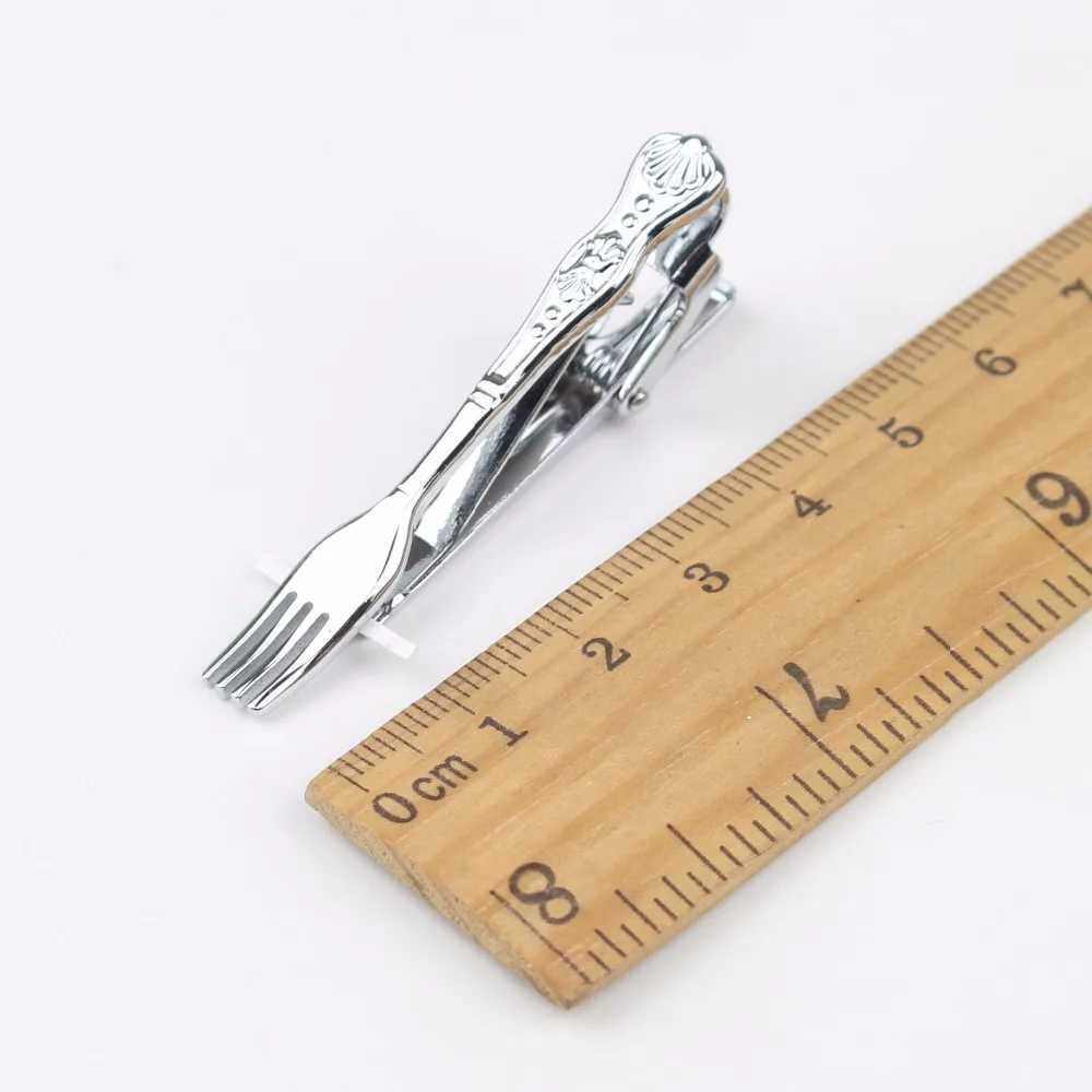 Mens tie pin clip chrome stainless steel jewelry fork spoon grooms clothing accessories W240914