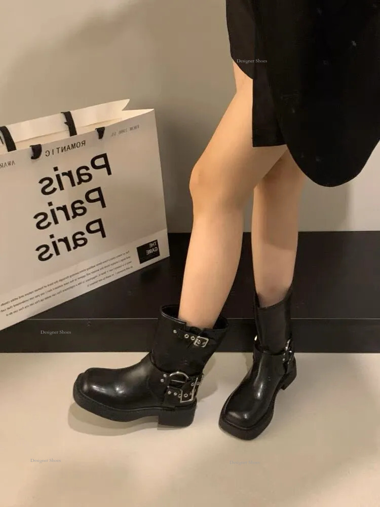 Boots Martin Women Boots Vintage Style Square Toe Ankle Boots Free Shipping